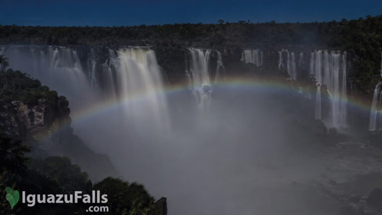 full moon rainbow iguazu falls