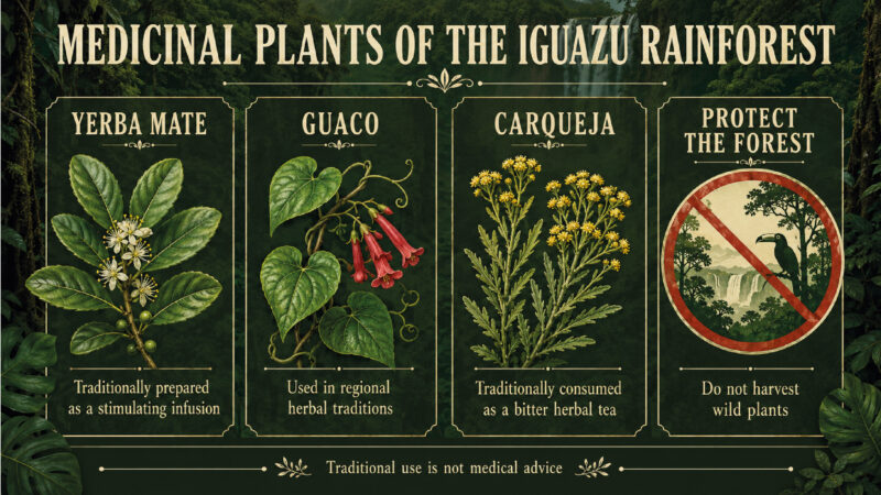 Medicional Plants in Iguazu Falls Rainforest. Infographic