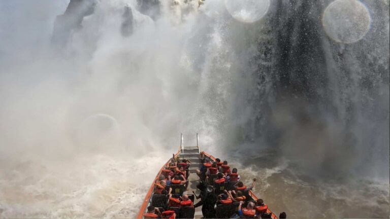People on a the Gran Aventura, a boat ride in Iguazu Falls (Argentina side).