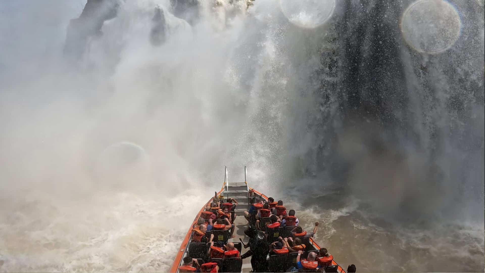 People on a the Gran Aventura, a boat ride in Iguazu Falls (Argentina side).