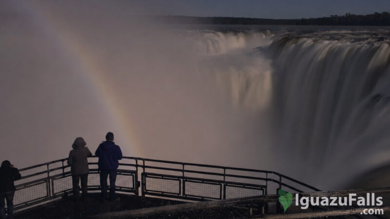 Lunar Rainbow in Iguazu Falls during Full Moon Walking