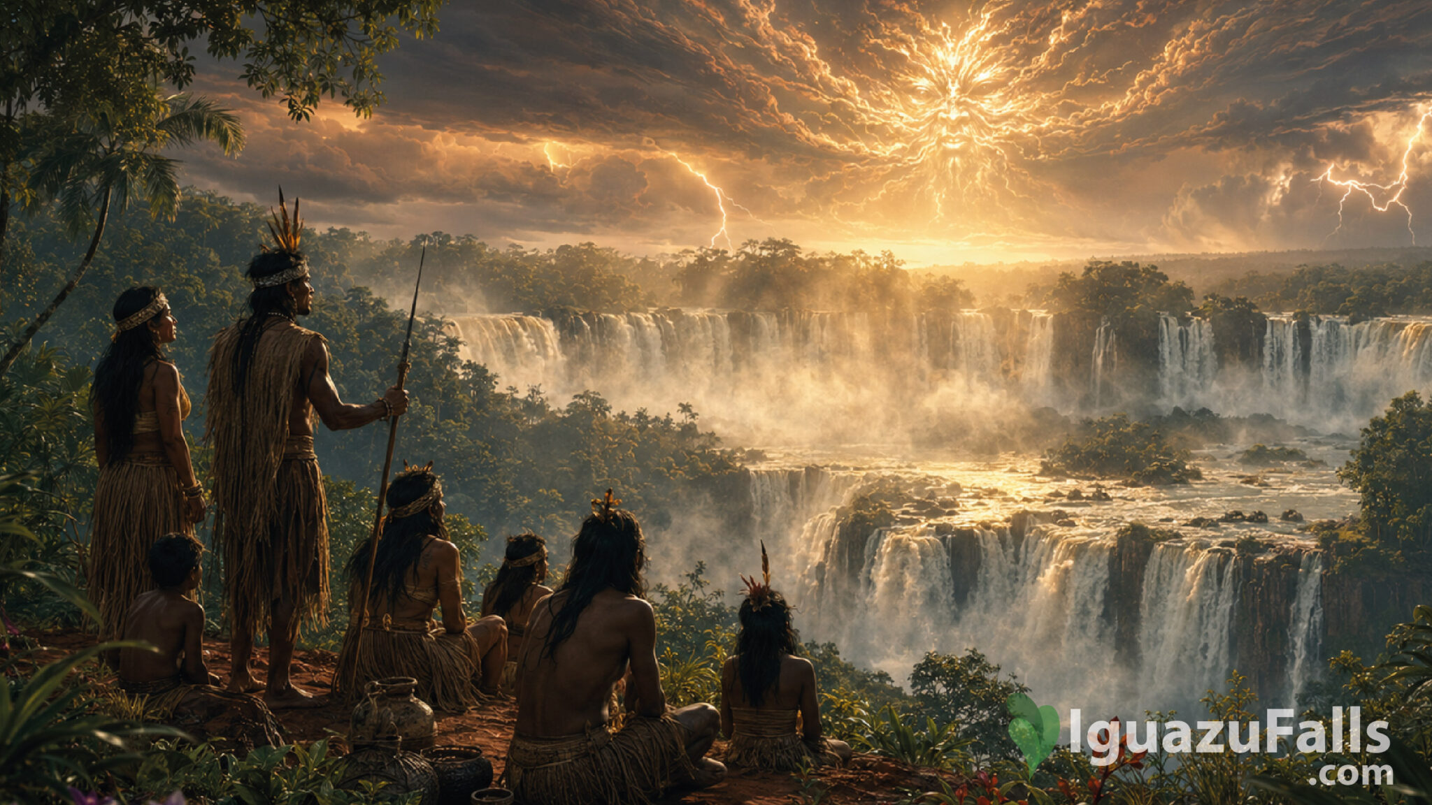 Tupa and the guaranies in Iguazu Falls